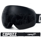 Close-up of the anti-fog lens of the ski goggles