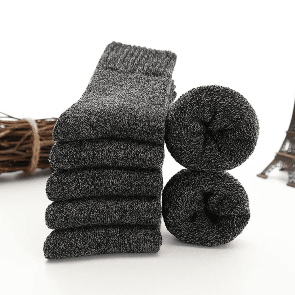 Close-up of the merino wool knit of the socks