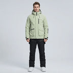 Men's ski set, jacket and salopettes, front view