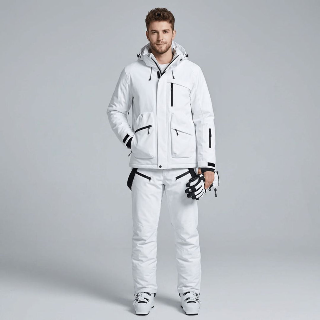 Close-up of the waterproof fabric of the men's ski set