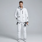 Close-up of the waterproof fabric of the men's ski set