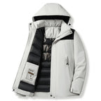 Men's puffer jacket, back view