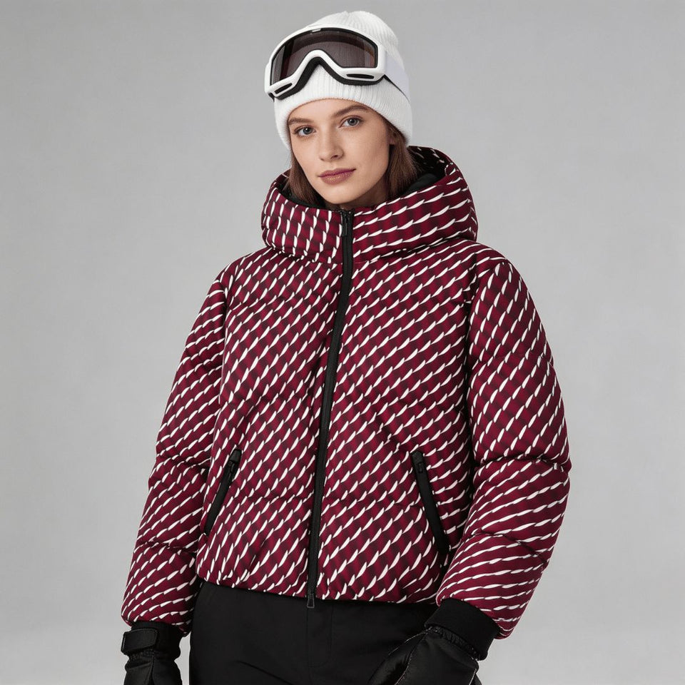 Women's waterproof Courchevel ski jacket in burgundy, front view