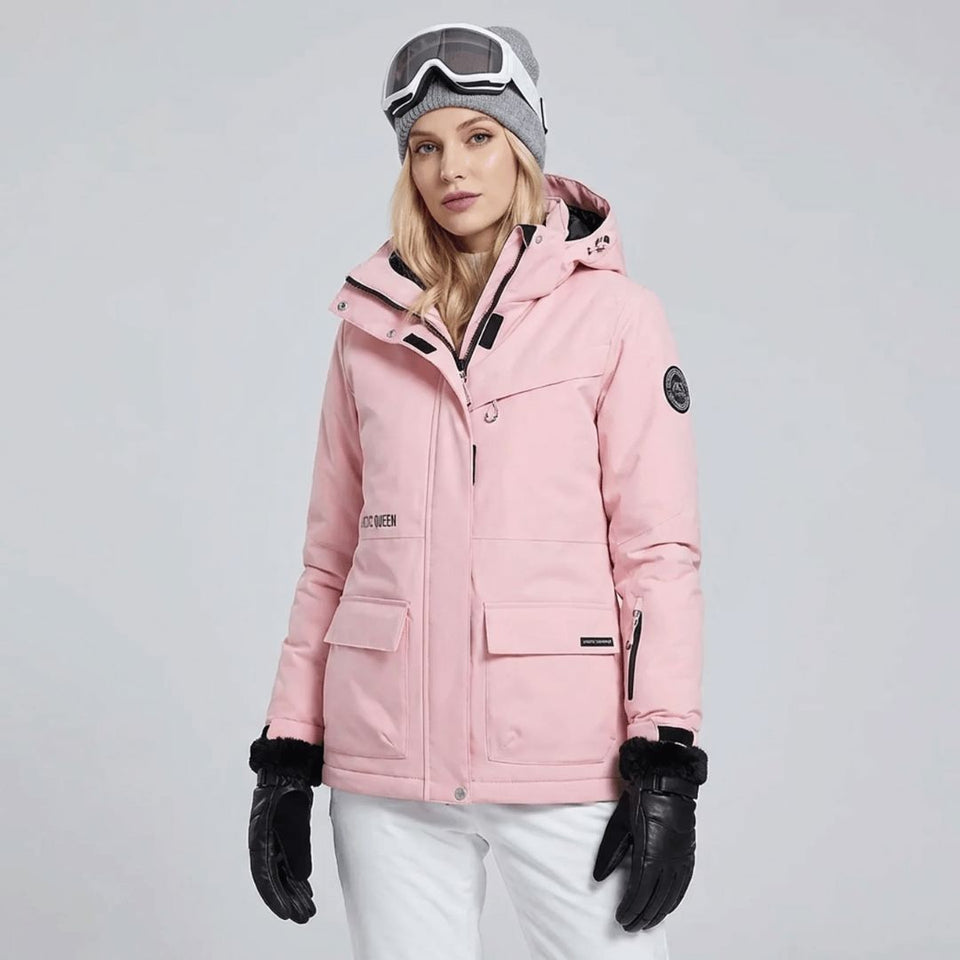 Women's fleece lined winter coat, front view