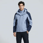 Close-up of the zip and pockets on the men's 3 in 1 jacket