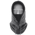 Fleece balaclava worn covering the face and neck