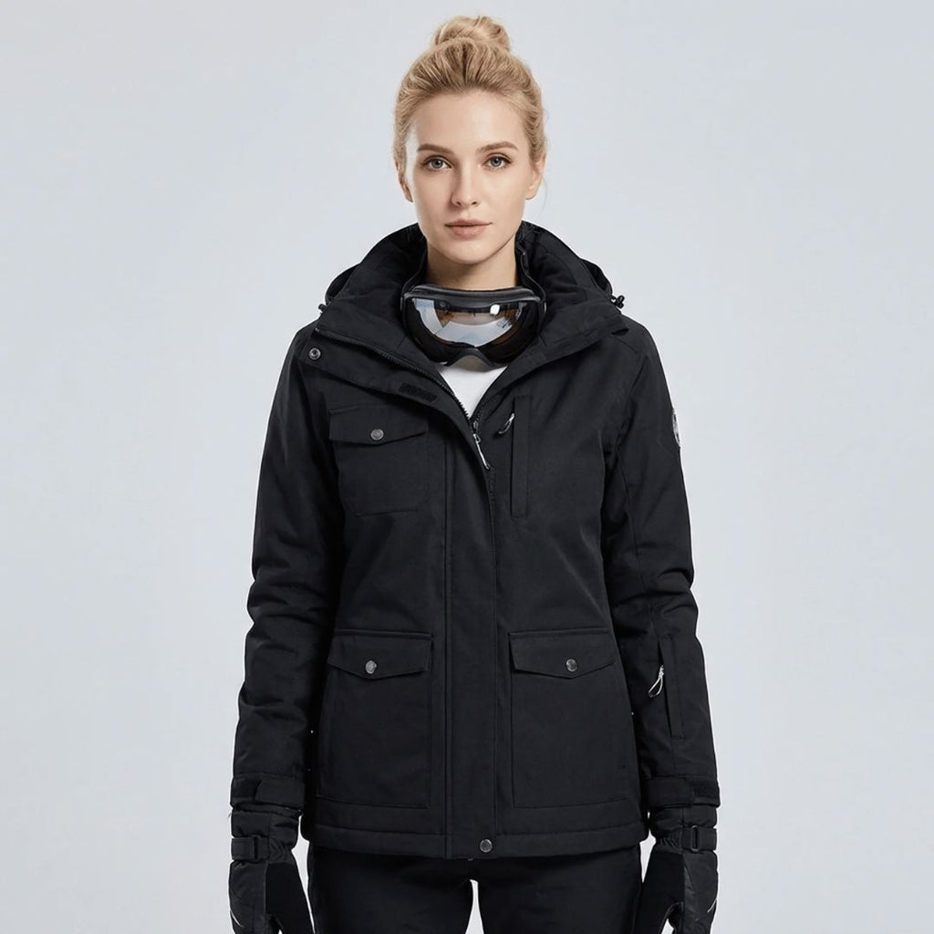 Women's fleece lined winter coat, back view