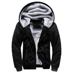 Men's fleece lined hooded jacket, front view