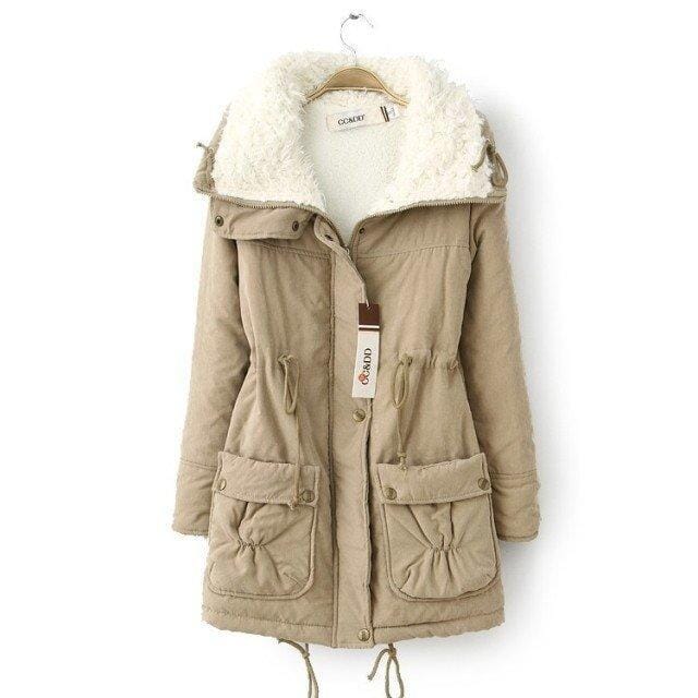 Women's fleece lined parka, front view
