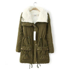Women's fleece lined parka, three quarter view