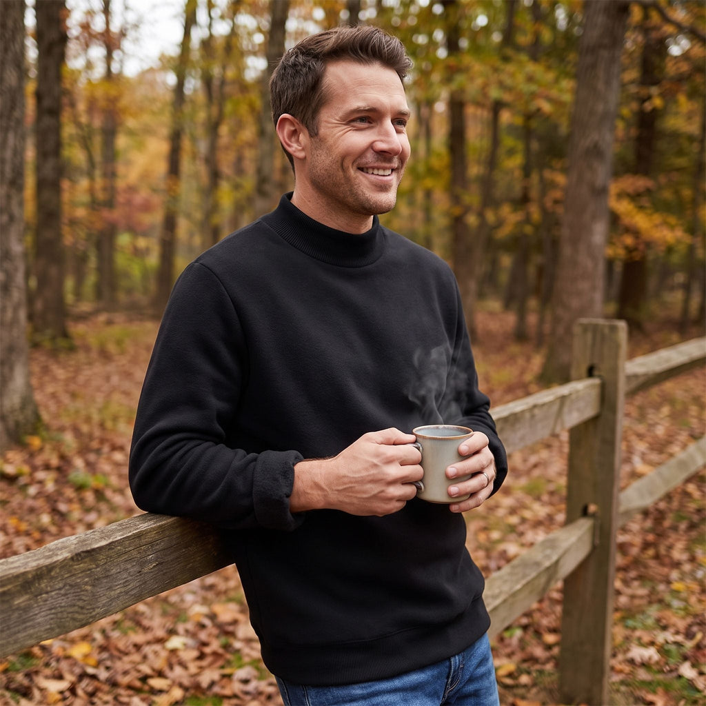 Men's crew neck fleece jumper - Black