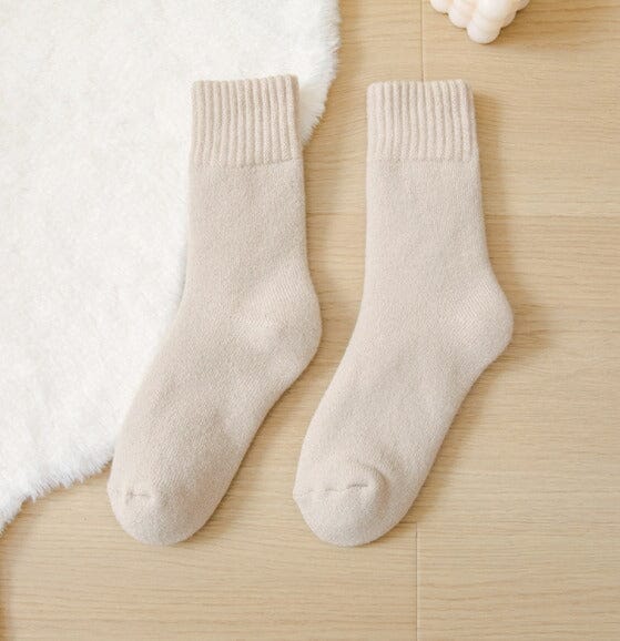 Thermal fleece socks in beige
